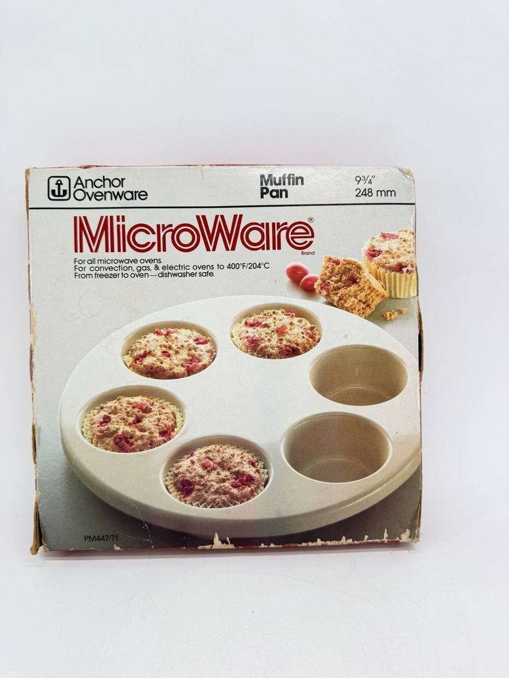 Vintage Anchor Hocking MicroWare Muffin Pan 9 3/4" Microwave Oven Safe New